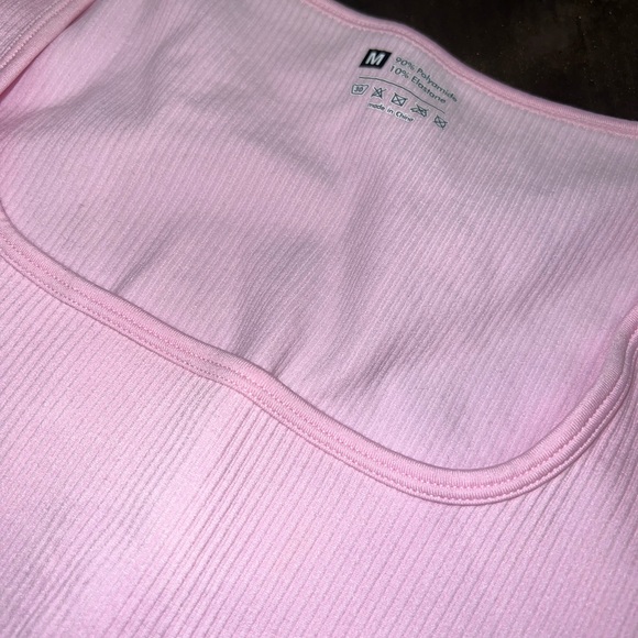Shein Pink Long Sleeve Ribbed Bodysuit - Picture 2 of 3